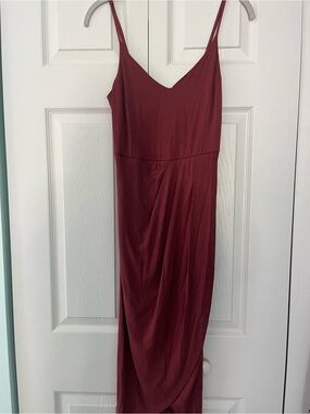 Soprano Wine Red Maxi Slip Dress with Spaghetti Straps